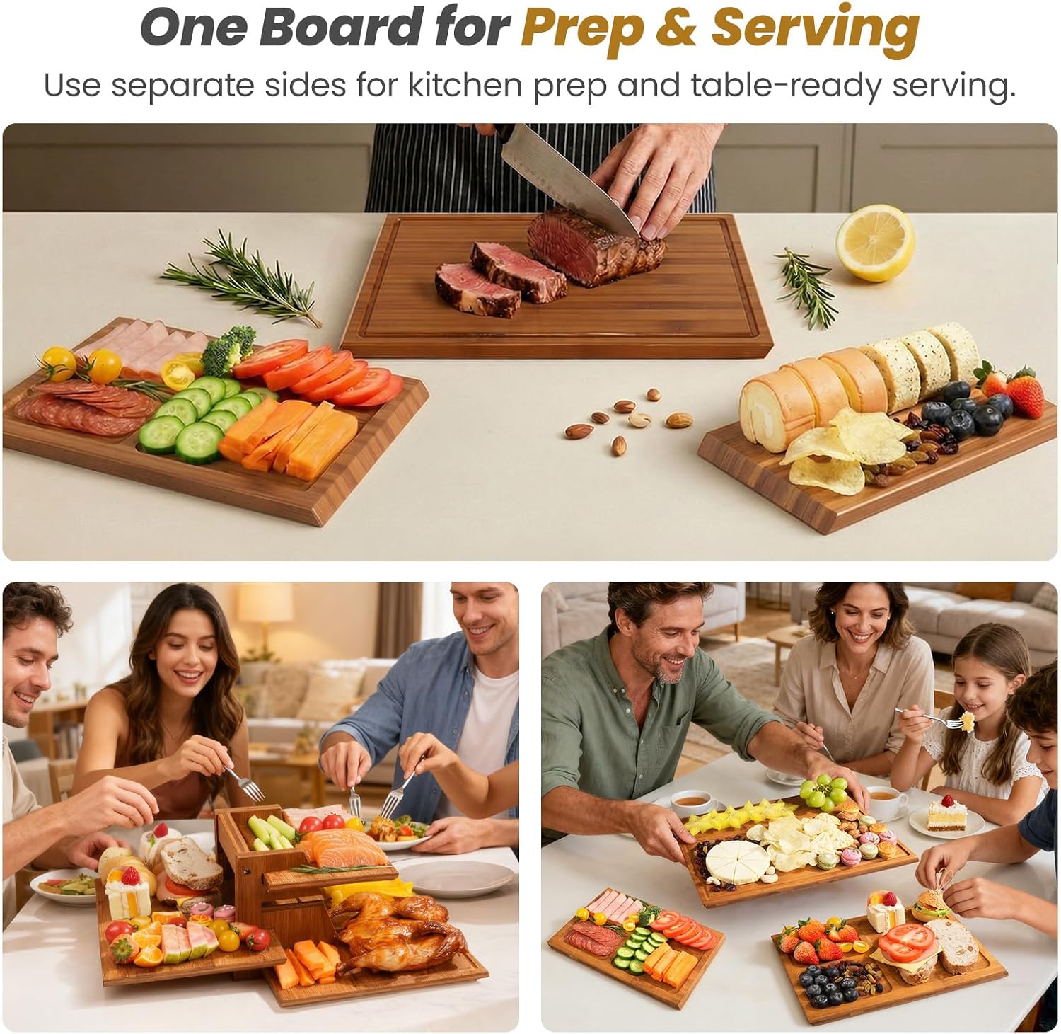 Meal Prep Juice - Set di taglieri in bambù con